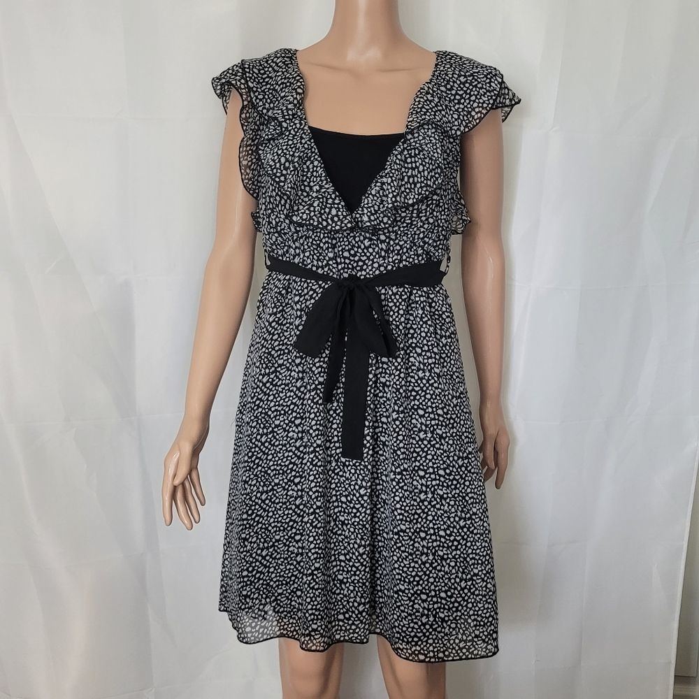 Charlotte Russe-Dalmatian Print Ruffle Dress, Sz. Medium